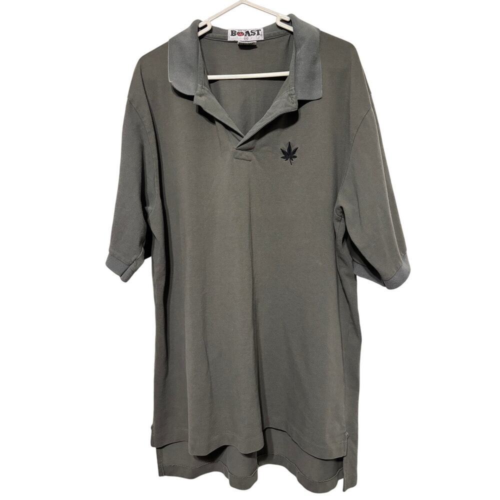 Boast USA Vintage Gray Polo Cotton XXL Pot Leaf Logo Golf Pickleball